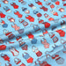 Tissu de coton aux maillots de bain & bikini, tons bleus blancs rouges, fond bleu - Oeko-Tex