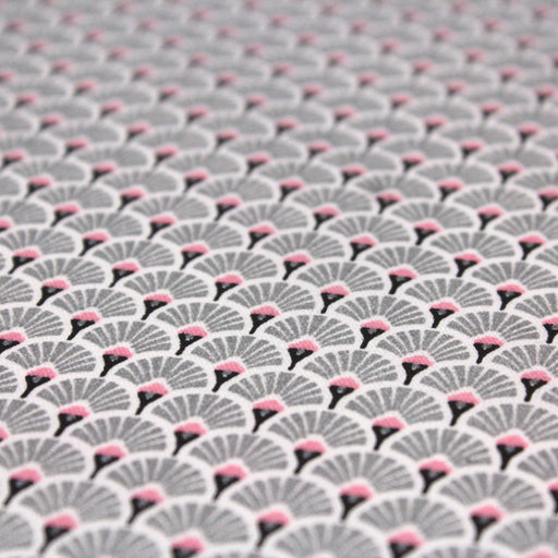 Tissu de coton motif traditionnel japonais aux éventails SENSU argentés - Oeko-Tex - tissuspapi