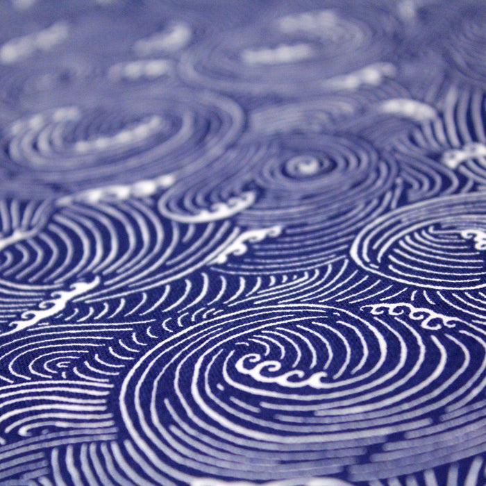 Tissu cotonnade motif japonais de la vague Kanagawa d'Hokusai, tons ve —  Tissus Papi
