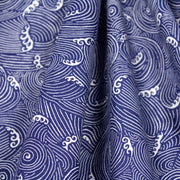 Tissu cotonnade vagues japonaises NAMI bleu roi et blanches, façon Kanagawa par Hokusai - OEKO - TEX STANDARD 100 - TissusPapi.com