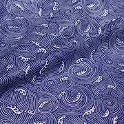 Tissu cotonnade vagues japonaises NAMI bleu roi et blanches, façon Kanagawa par Hokusai - OEKO - TEX STANDARD 100 - TissusPapi.com
