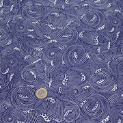 Tissu cotonnade vagues japonaises NAMI bleu roi et blanches, façon Kanagawa par Hokusai - OEKO - TEX STANDARD 100 - TissusPapi.com