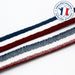 Ruban sergé de coton tricolore bleu marine blanc rouge bordeaux 10mm - Fabrication française
