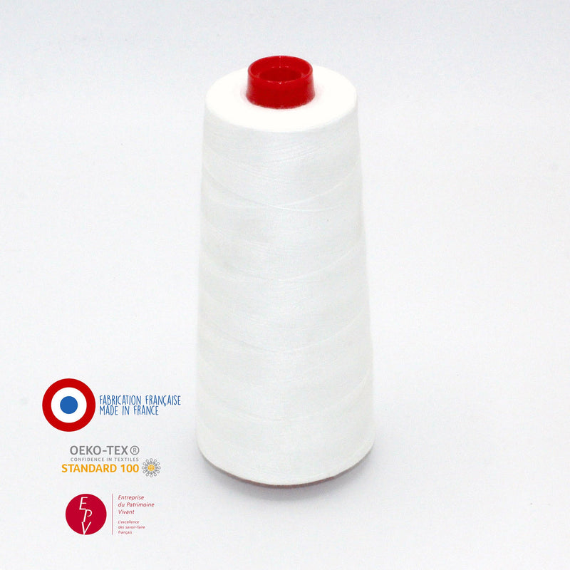 Cône de fil blanc - 4300m - Fabrication française - Oeko - Tex - TissusPapi.com