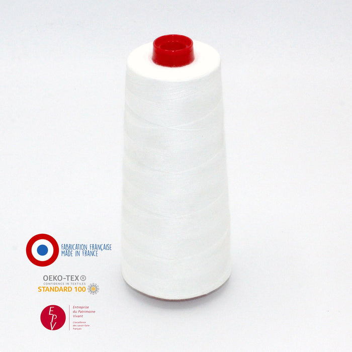 Cône de fil blanc - 4300m - Fabrication française - Oeko-Tex - tissuspapi