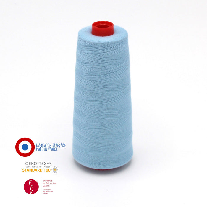 Cône de fil bleu ciel - 4300m - Fabrication française - Oeko-Tex - tissuspapi