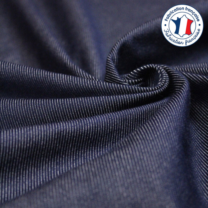 Tissu toile de jean denim 100% coton, bleu uni - Fabrication française - tissuspapi