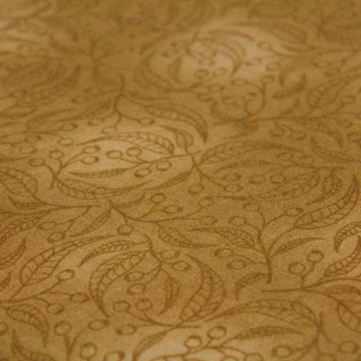 Tissu de coton faux-uni cappuccino à branches & feuilles