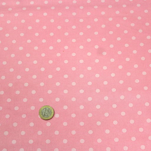 Tissu de coton rose à pois roses pâle 6mm - COLLECTION POLKA DOT