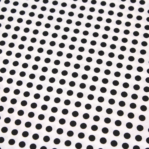 Tissu de coton blanc à pois noirs 7mm - COLLECTION POLKA DOT