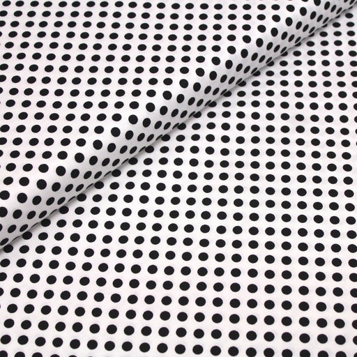 Tissu de coton blanc à pois noirs 7mm - COLLECTION POLKA DOT - tissuspapi