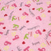 Tissu de coton bébé "Baby welcome" aux coeurs et lettres, fond rose