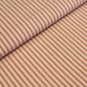 Tissu cotonnade, crème à rayures rouges - TissusPapi.com
