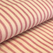 Tissu cotonnade, crème à rayures rouges - TissusPapi.com