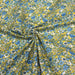 Tissu de coton LOUISE aux fleurs blanches & bleues, fond jaune - Oeko-Tex