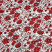 Tissu de coton LOUISE aux fleurs rouges & grises, fond blanc cassé - Oeko-Tex - tissuspapi