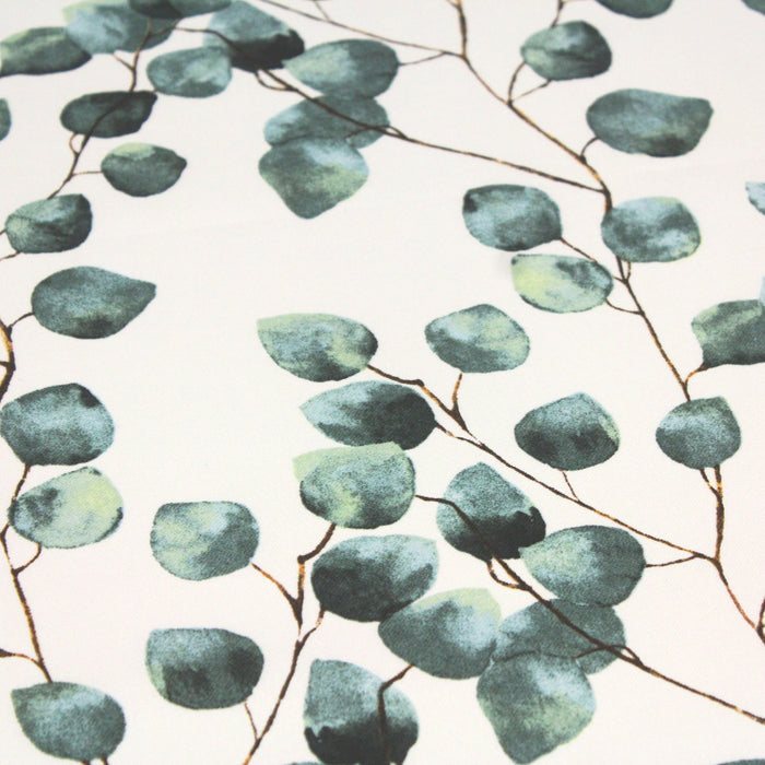 Tissu coton Oeko Tex demi-natté, feuilles d'eucalyptus - Tissus Papi