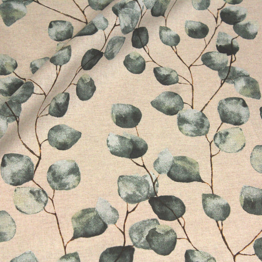 Tissu de coton façon lin aux feuilles d'eucalyptus - Oeko-Tex - tissuspapi