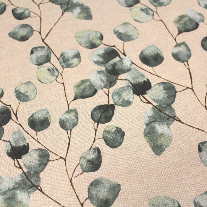Tissu coton Oeko Tex façon lin aux feuilles d'eucalyptus - Tissus Papi