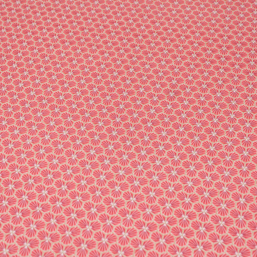 Tissu de coton motif traditionnel japonais géométrique KIKKO corail - Oeko-Tex