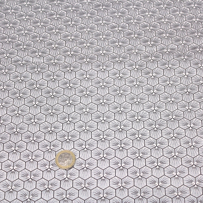 Tissu de coton motif traditionnel japonais géométrique KIKKO argenté - Oeko-Tex
