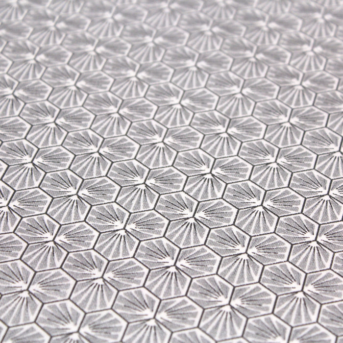 Tissu de coton motif traditionnel japonais géométrique KIKKO argenté - Oeko-Tex