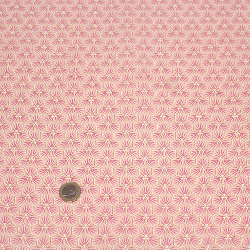 Tissu de coton motif traditionnel japonais géométrique KIKKO rose clair - Oeko-Tex
