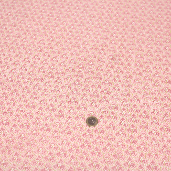Tissu de coton motif traditionnel japonais géométrique KIKKO rose clair - Oeko-Tex