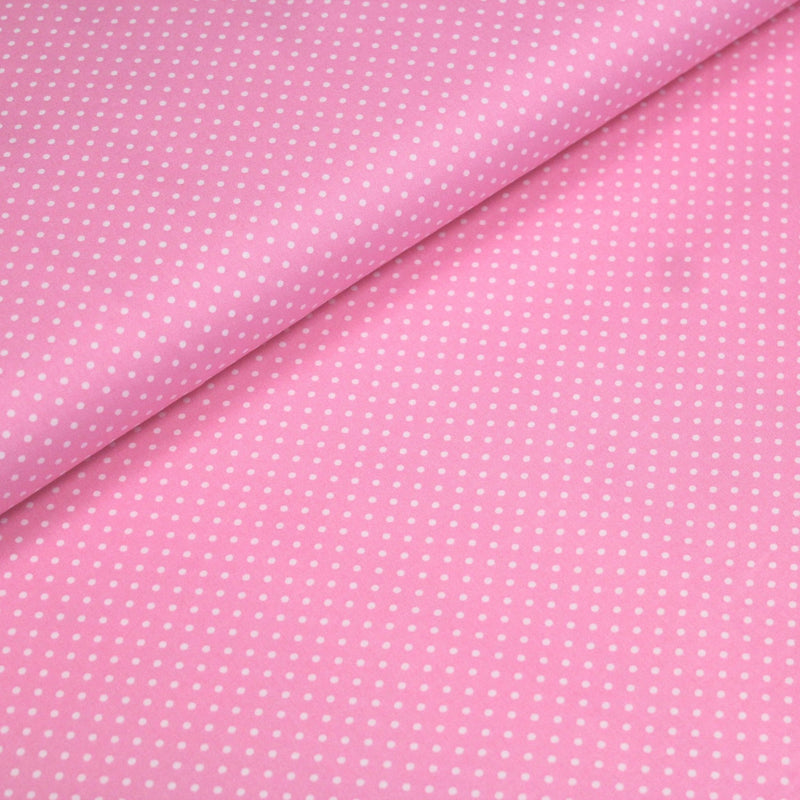 Tissu popeline de coton rose à pois blancs - COLLECTION POLKA DOT - Oeko - Tex - TissusPapi.com