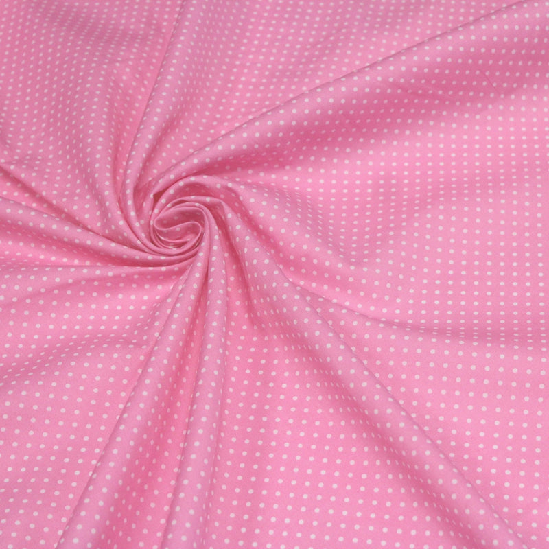 Tissu popeline de coton rose à pois blancs - COLLECTION POLKA DOT - Oeko - Tex - TissusPapi.com
