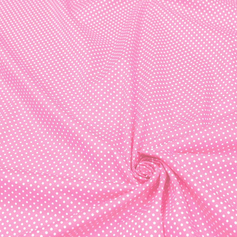 Tissu popeline de coton rose à pois blancs - COLLECTION POLKA DOT - Oeko - Tex - TissusPapi.com