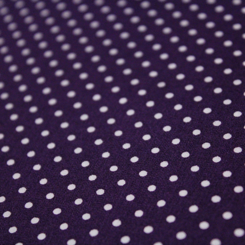 Tissu popeline de coton violet aubergine à pois blancs - COLLECTION POLKA DOT - Oeko - Tex - TissusPapi.com