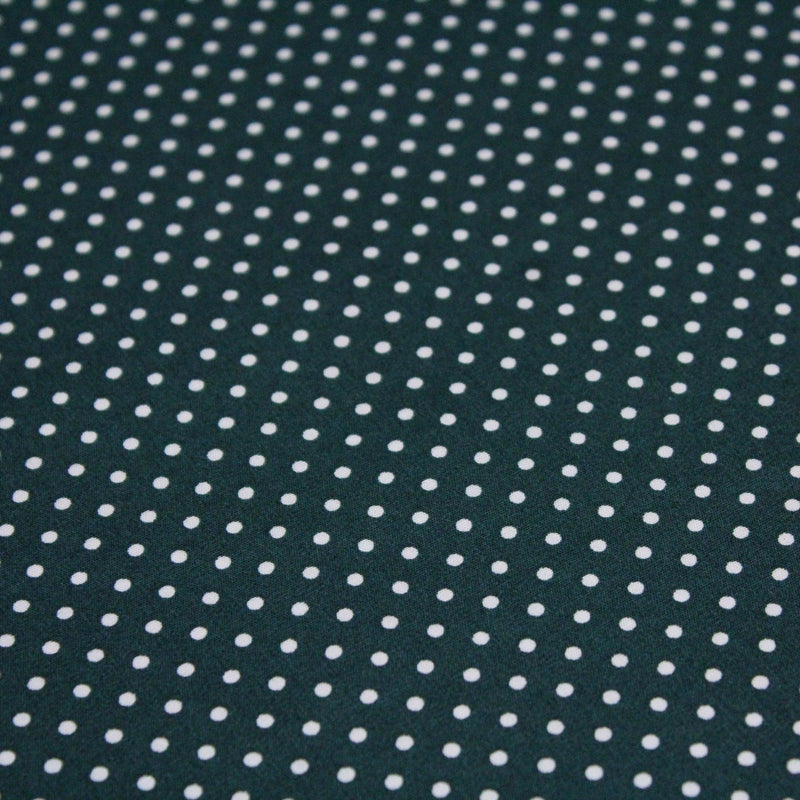Tissu popeline de coton vert anglais à pois blancs - COLLECTION POLKA DOT - Oeko - Tex - TissusPapi.com