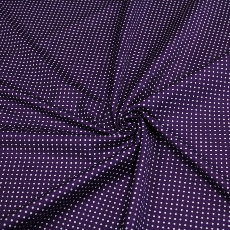 Tissu popeline de coton violet aubergine à pois blancs - COLLECTION POLKA DOT - Oeko - Tex - TissusPapi.com