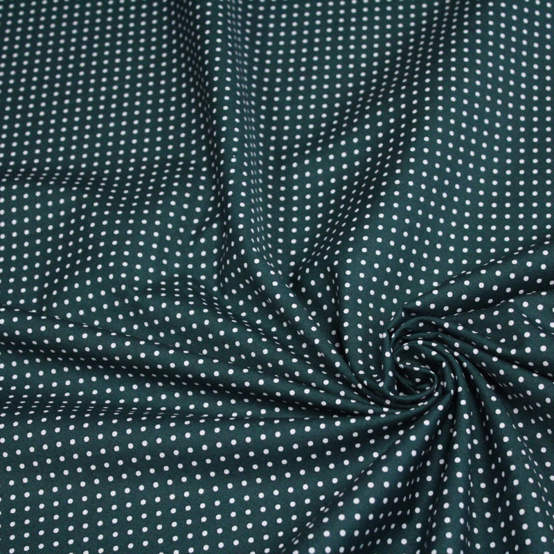 Tissu popeline de coton vert anglais à pois blancs - COLLECTION POLKA DOT - Oeko - Tex - TissusPapi.com
