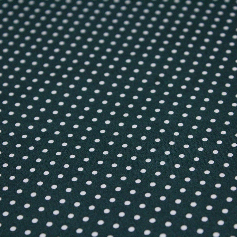 Tissu popeline de coton vert anglais à pois blancs - COLLECTION POLKA DOT - Oeko - Tex - TissusPapi.com