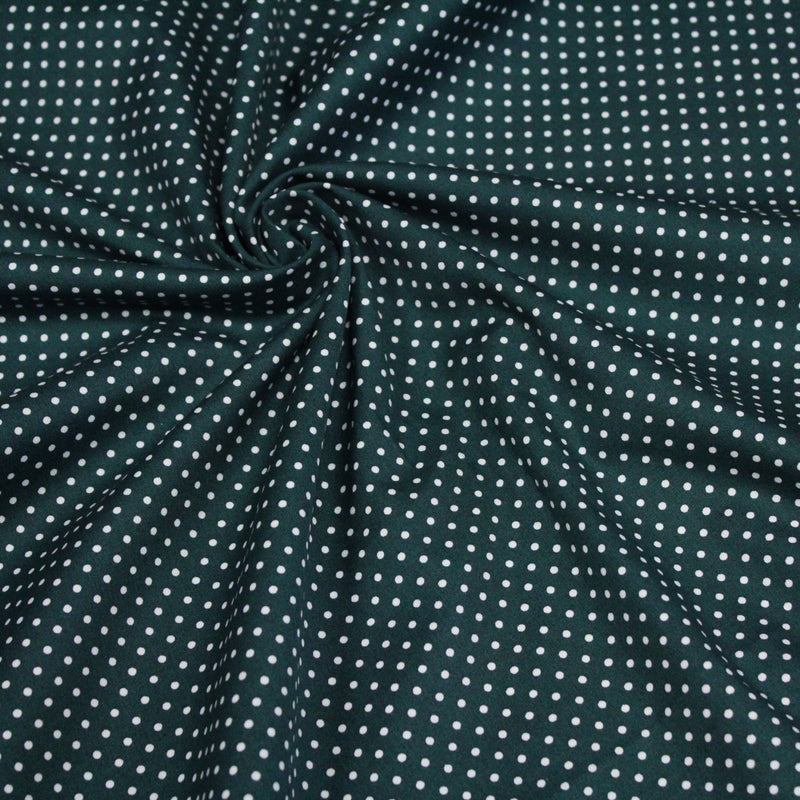 Tissu popeline de coton vert anglais à pois blancs - COLLECTION POLKA DOT - Oeko - Tex - TissusPapi.com