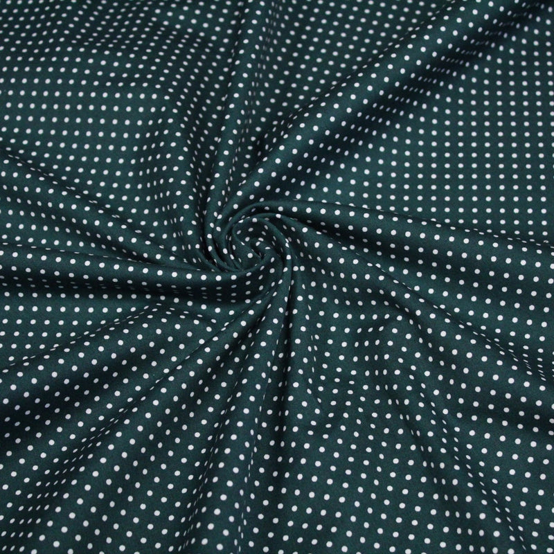 Tissu popeline de coton vert anglais à pois blancs - COLLECTION POLKA DOT - Oeko - Tex - TissusPapi.com