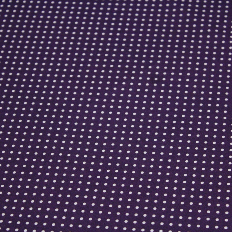 Tissu popeline de coton violet aubergine à pois blancs - COLLECTION POLKA DOT - Oeko - Tex - TissusPapi.com