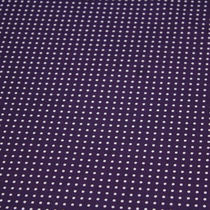 Tissu popeline de coton violet aubergine à pois blancs - COLLECTION POLKA DOT - Oeko-Tex - tissuspapi