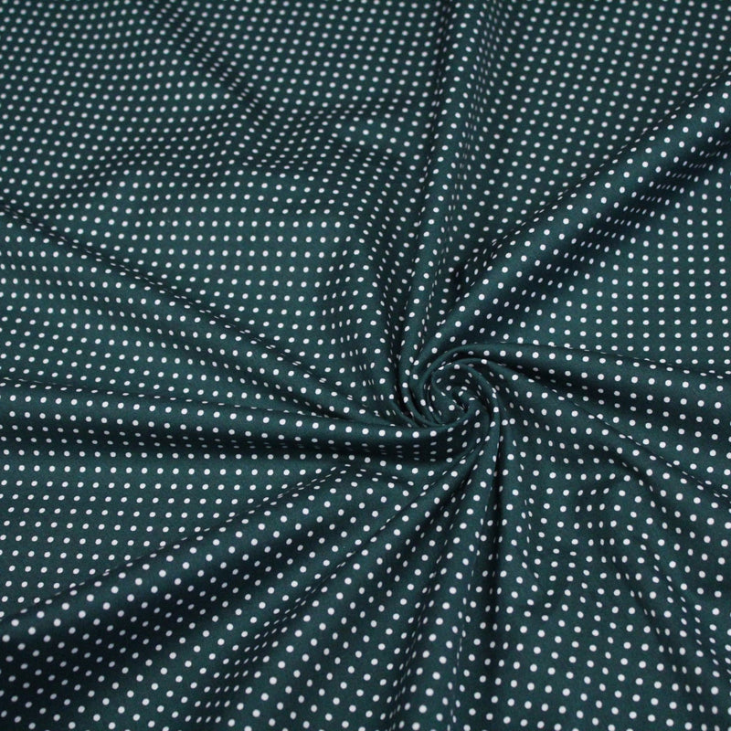 Tissu popeline de coton vert anglais à pois blancs - COLLECTION POLKA DOT - Oeko - Tex - TissusPapi.com
