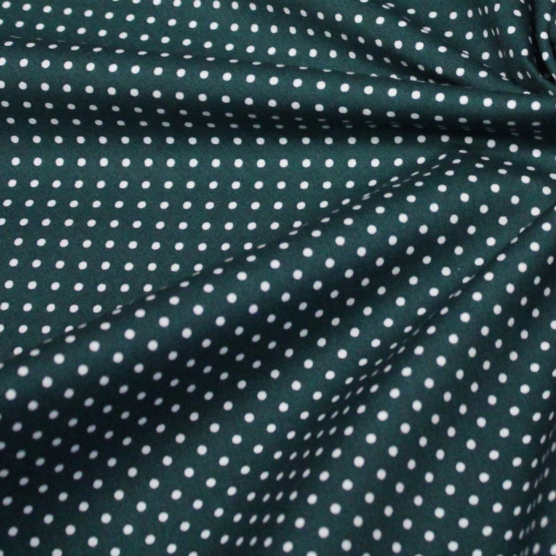Tissu popeline de coton vert anglais à pois blancs - COLLECTION POLKA DOT - Oeko - Tex - TissusPapi.com