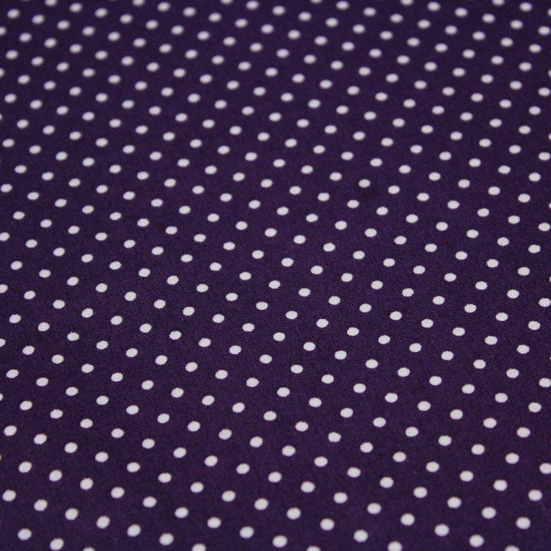 Tissu popeline de coton violet aubergine à pois blancs - COLLECTION POLKA DOT - Oeko - Tex - TissusPapi.com