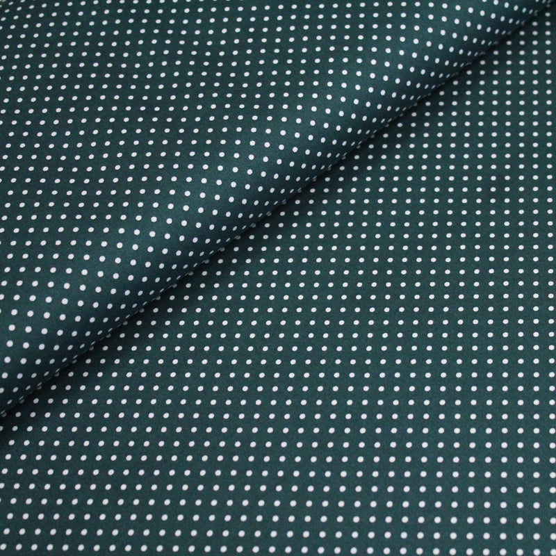 Tissu popeline de coton vert anglais à pois blancs - COLLECTION POLKA DOT - Oeko - Tex - TissusPapi.com