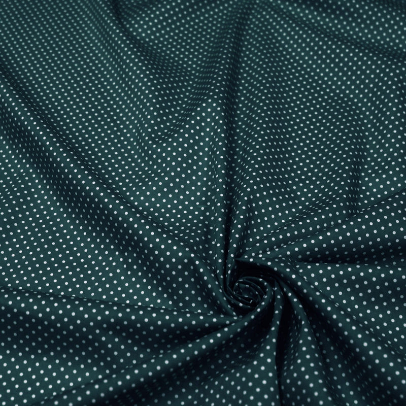 Tissu popeline de coton vert anglais à pois blancs - COLLECTION POLKA DOT - Oeko - Tex - TissusPapi.com