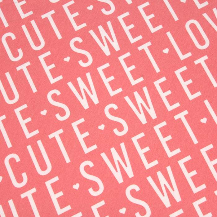 Tissu molleton de coton corail SWEET LOVE CUTE - Oeko-Tex
