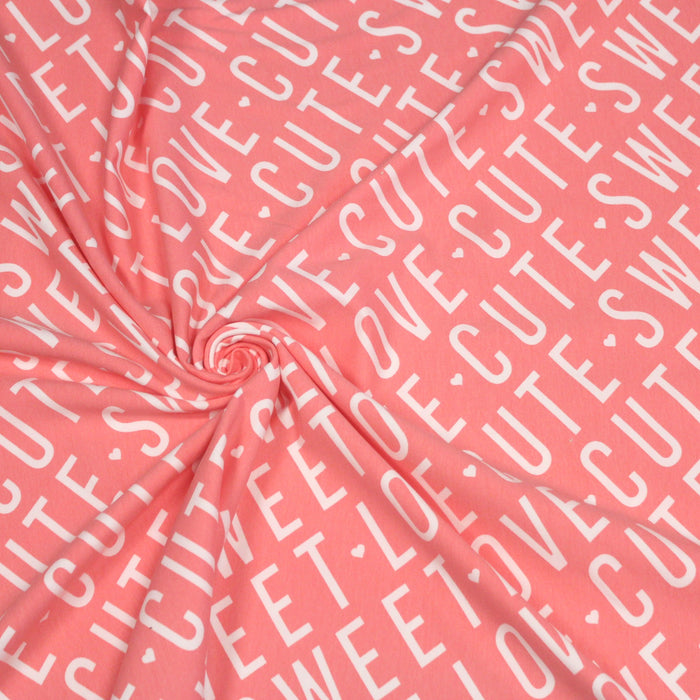 Tissu molleton de coton corail SWEET LOVE CUTE - Oeko-Tex
