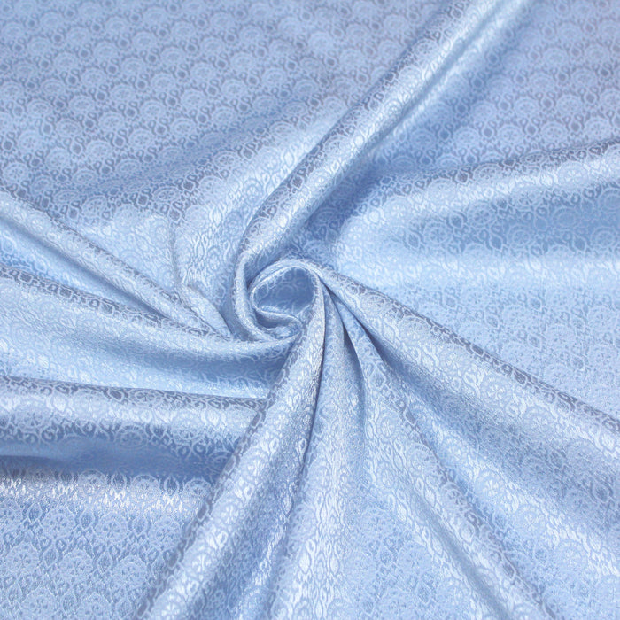 Tissu damassé de coton bleu ciel