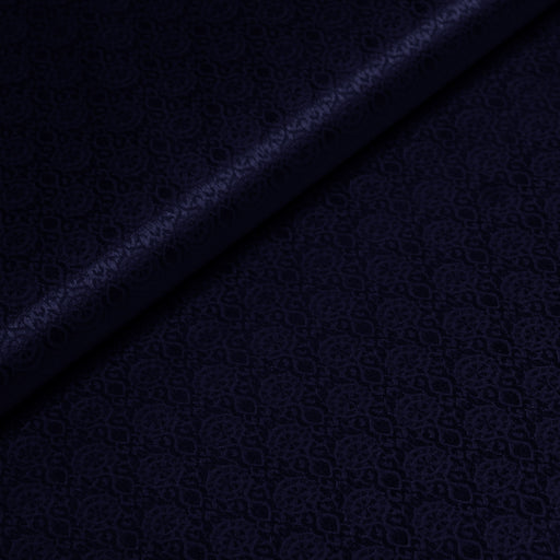 Tissu damassé de coton bleu nuit - tissuspapi