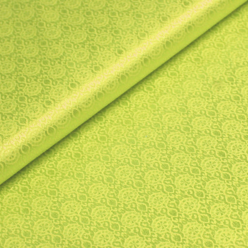 Tissu damassé de coton vert pomme - tissuspapi
